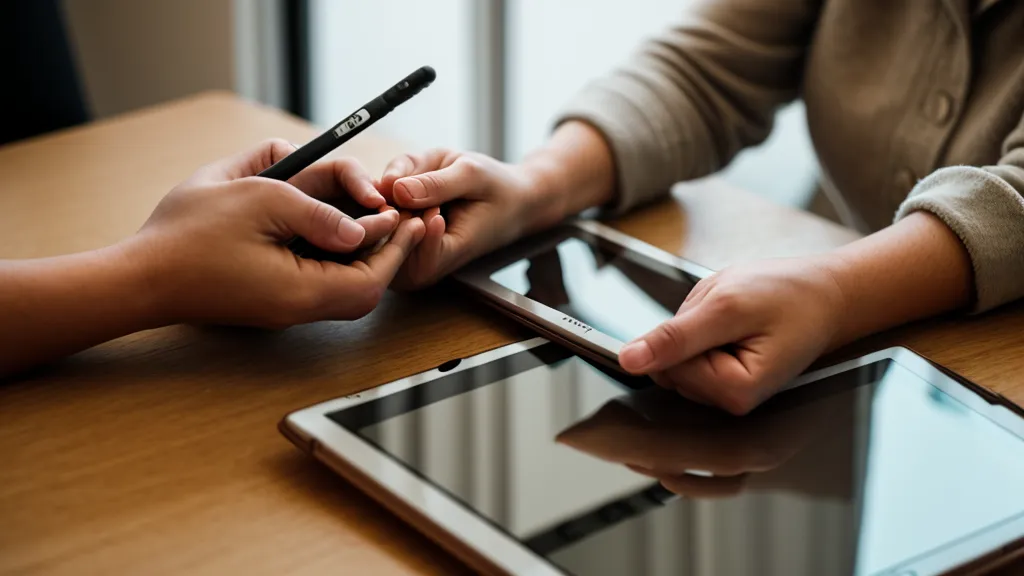 Gros plan sur une tablette affichant une leçon d'anglais et des écouteurs.