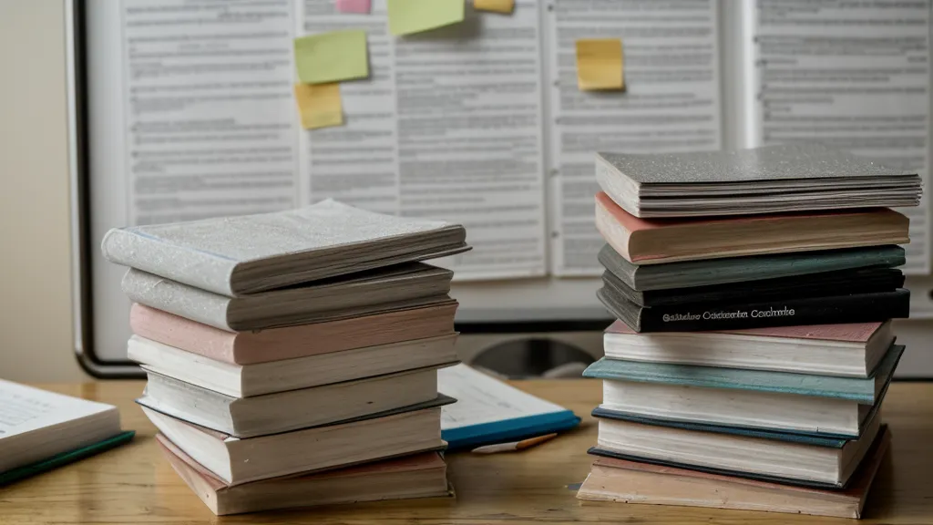 Gros plan sur une pile de guides d'apprentissage de l'anglais sur une table de cuisine.
