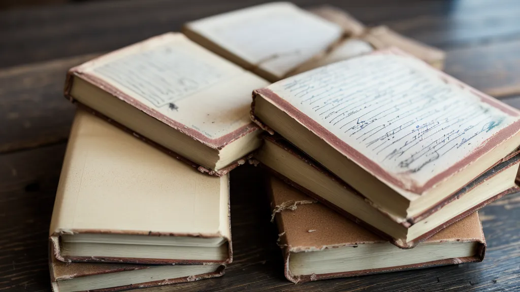 Gros plan sur une pile de livres d'anglais et des notes manuscrites