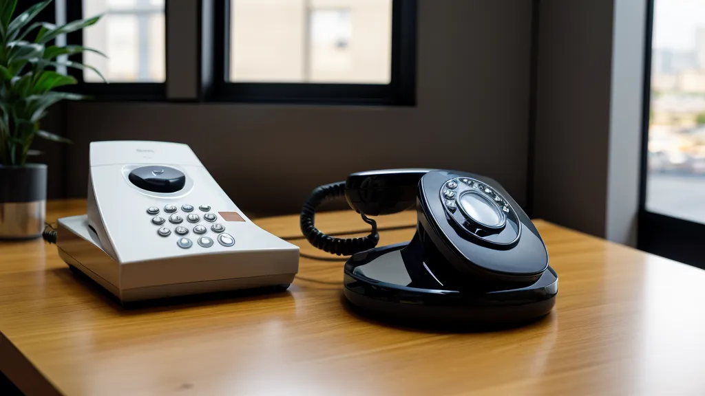 Téléphone de bureau affichant un numéro international dans un bureau de logistique