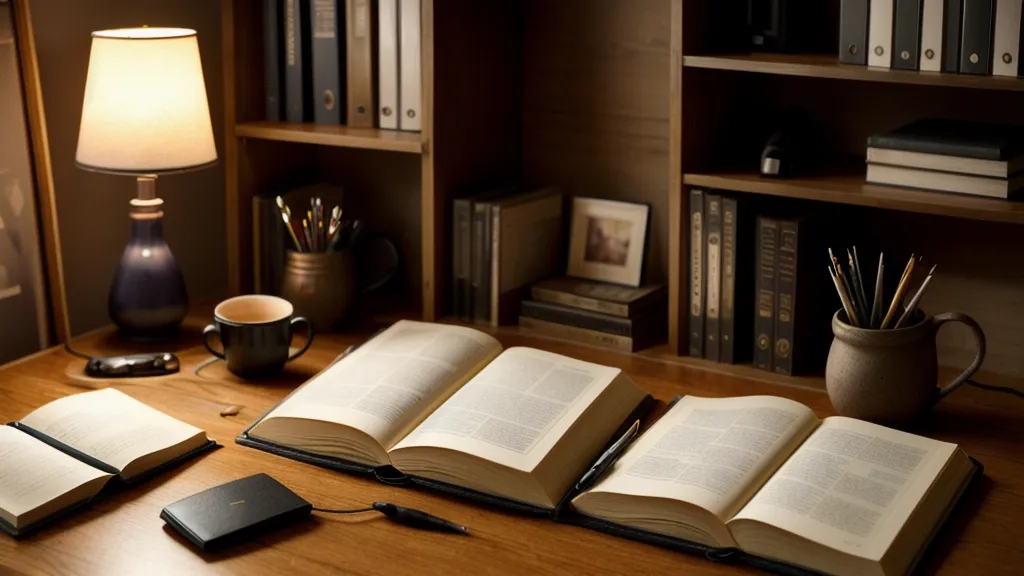 Une pile de méthodes d'anglais et de dictionnaires sur une étagère en bois.
